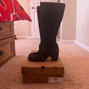 Born Natasha black suede heeled boots.  Size 8.5.